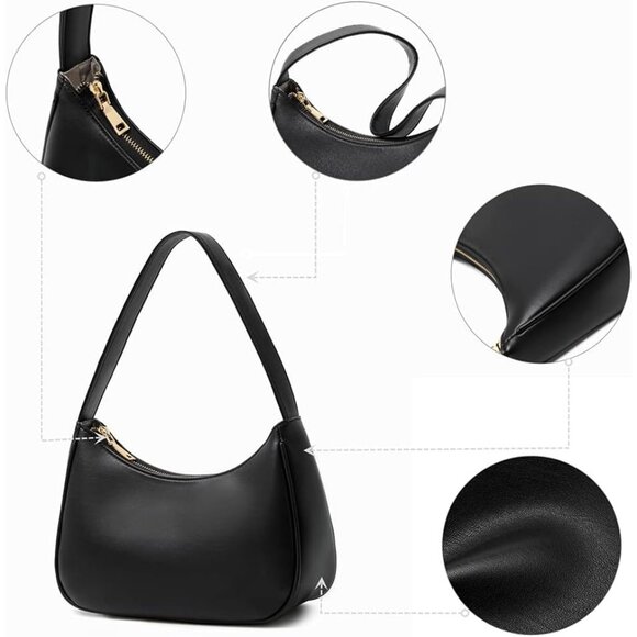 Women Coffee&Black Imported Polyester Leather Zipper Closure Mini Tote Handbag - Picture 8 of 8